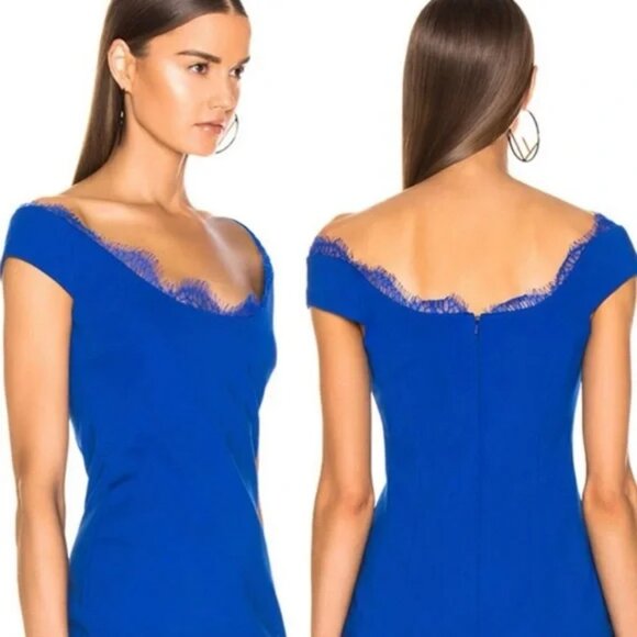 CUSHNIE Et Ochs Off-the-Shoulder Lace Trim Sheath Mini Dress - Picture 5 of 7
